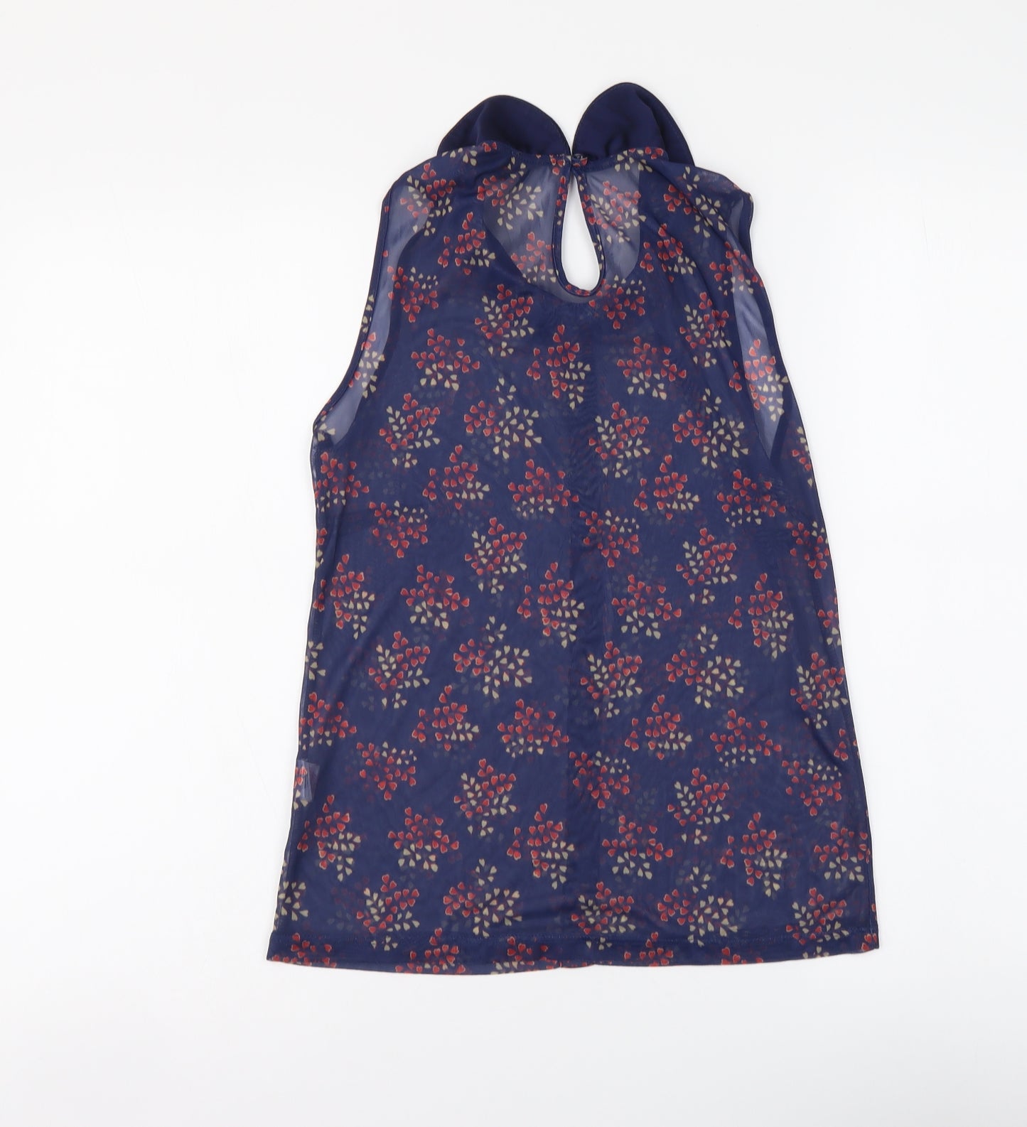 Atmosphere Womens Blue Geometric Polyester Basic Tank Size 10 Collared
