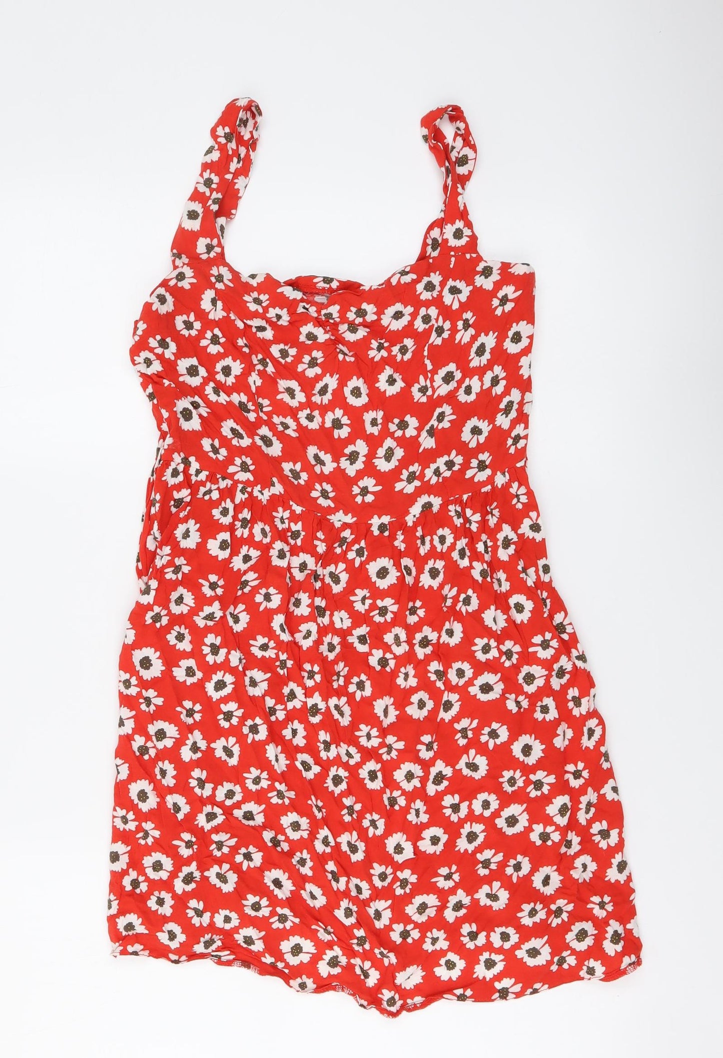 Atmosphere Womens Red Floral Viscose A-Line Size 12 V-Neck Pullover