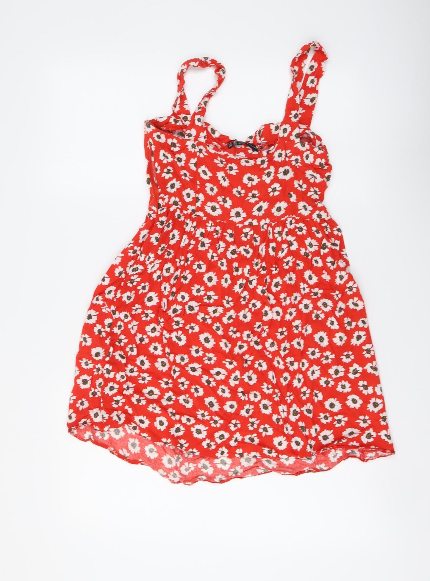Atmosphere Womens Red Floral Viscose A-Line Size 12 V-Neck Pullover