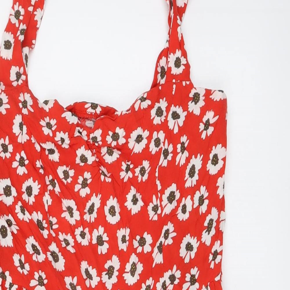 Atmosphere Womens Red Floral Viscose A-Line Size 12 V-Neck Pullover