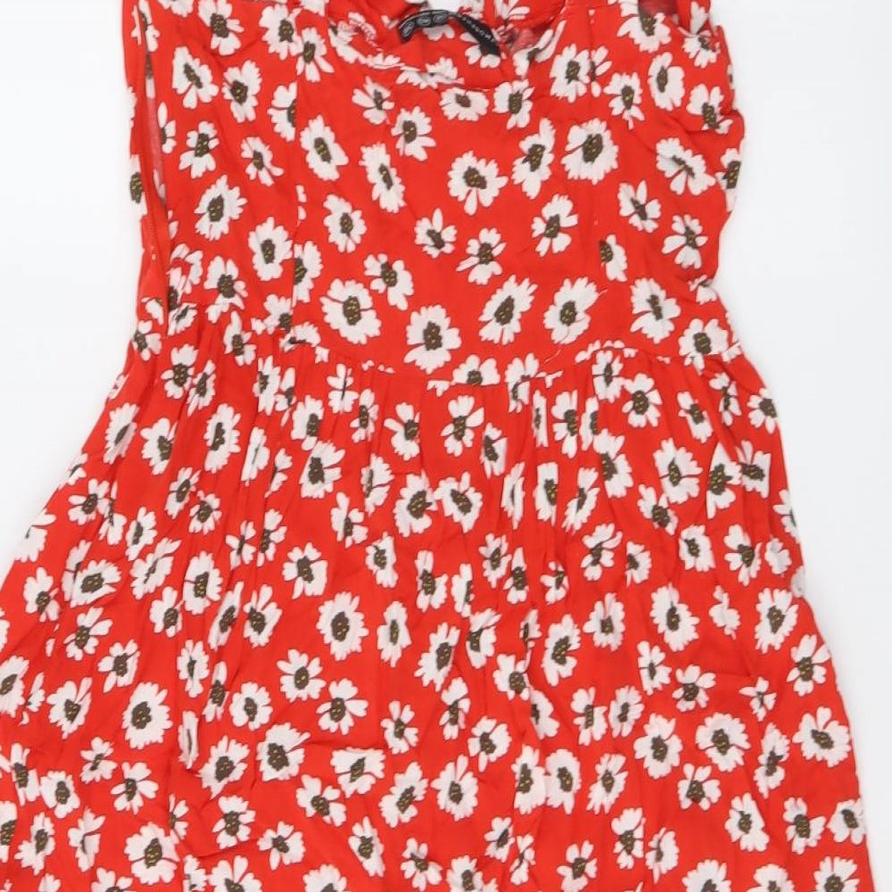 Atmosphere Womens Red Floral Viscose A-Line Size 12 V-Neck Pullover