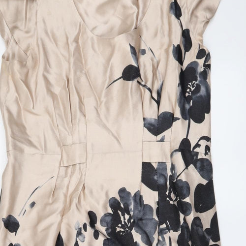 Per Una Womens Beige Floral Polyester A-Line Size 16 Round Neck Pullover