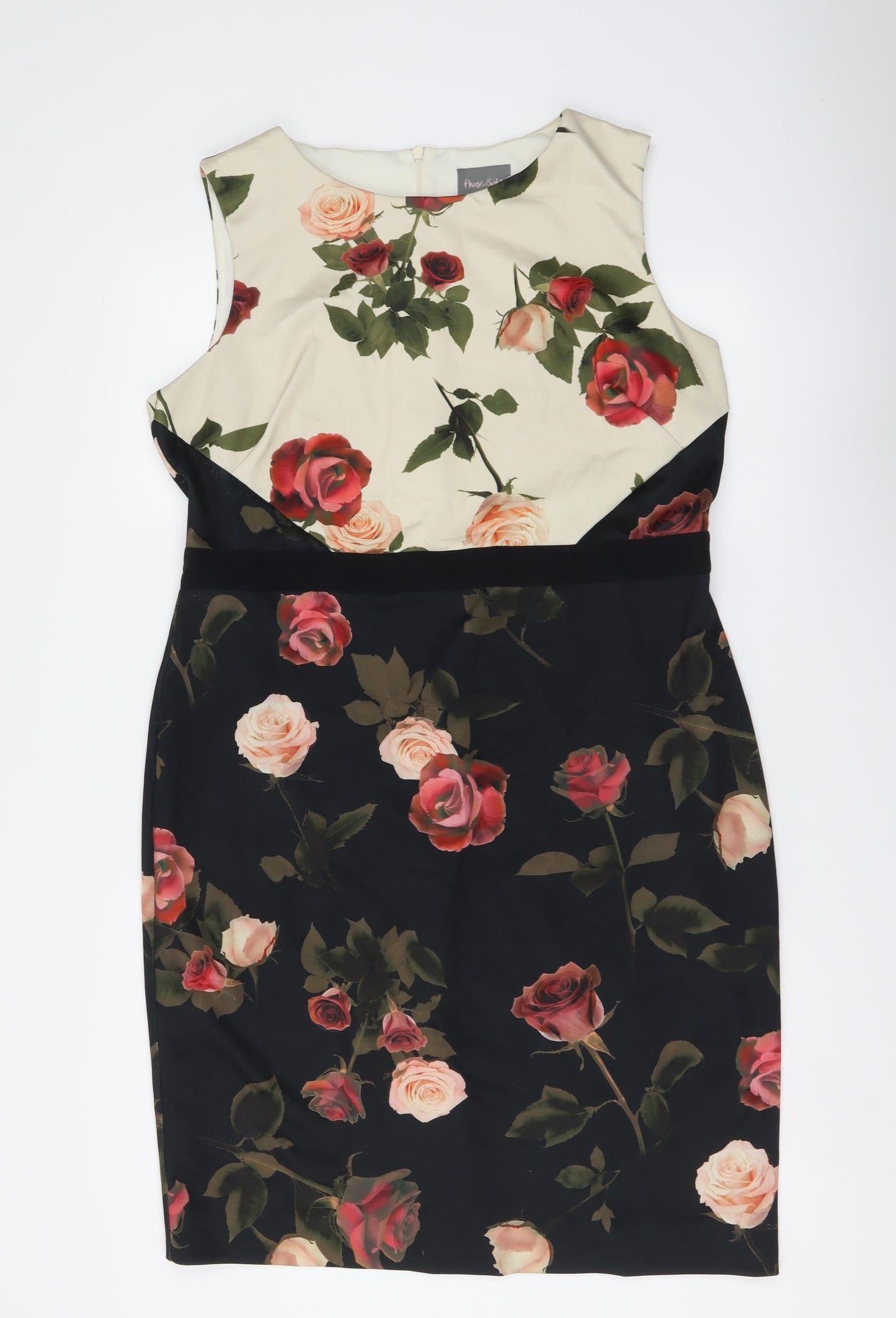Phase Eight Womens Multicoloured Floral Polyester A-Line Size 18 Round Neck Zip
