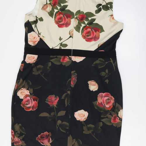 Phase Eight Womens Multicoloured Floral Polyester A-Line Size 18 Round Neck Zip