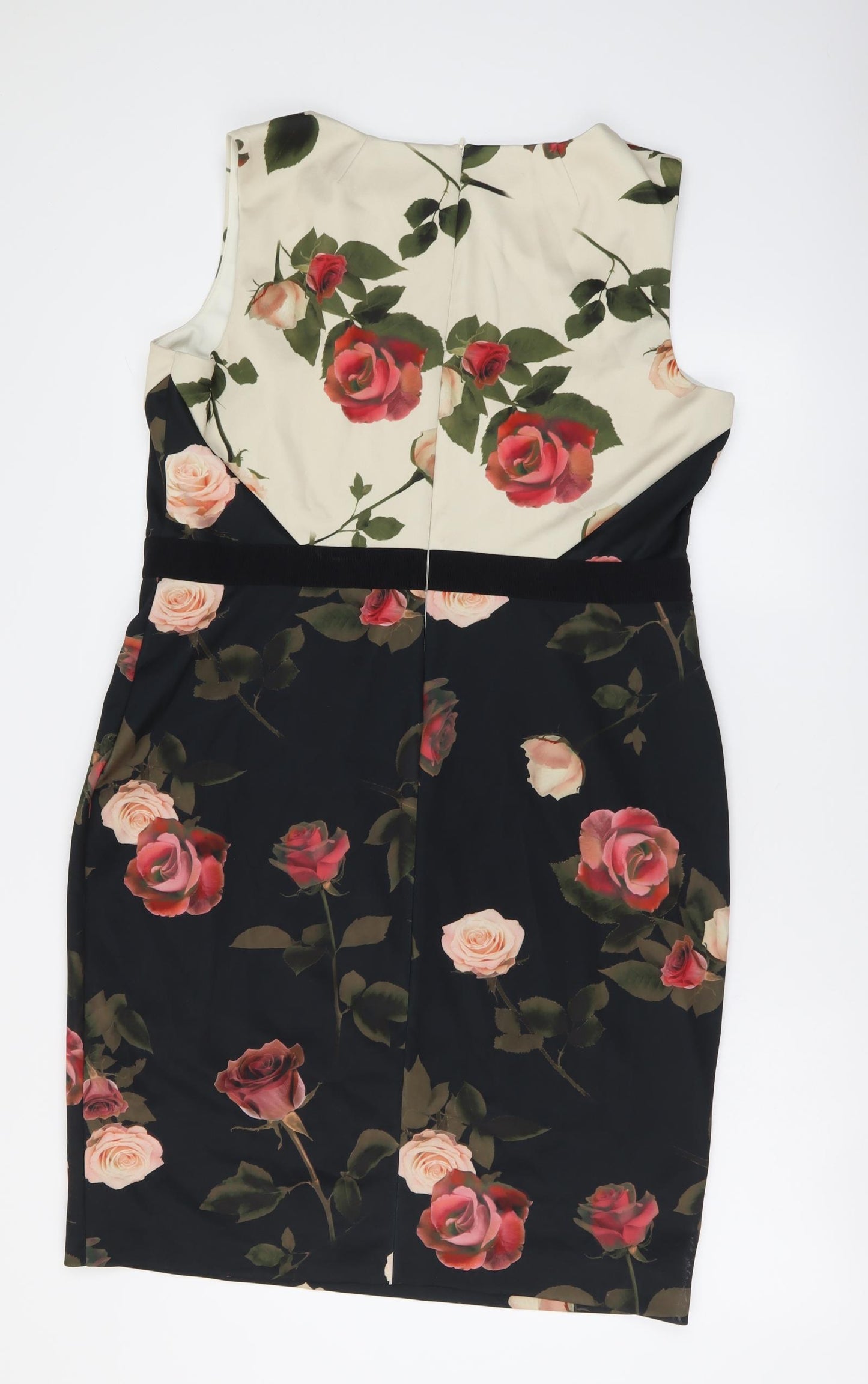 Phase Eight Womens Multicoloured Floral Polyester A-Line Size 18 Round Neck Zip