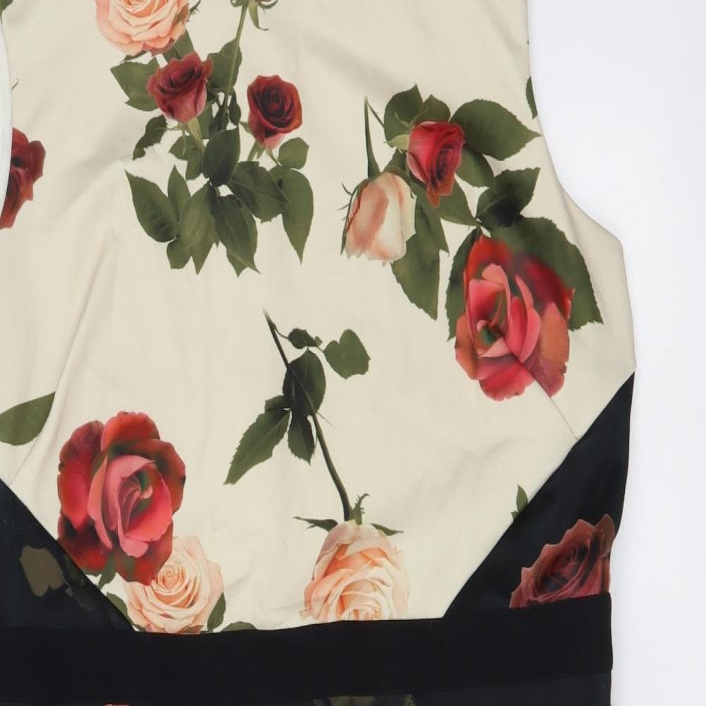 Phase Eight Womens Multicoloured Floral Polyester A-Line Size 18 Round Neck Zip