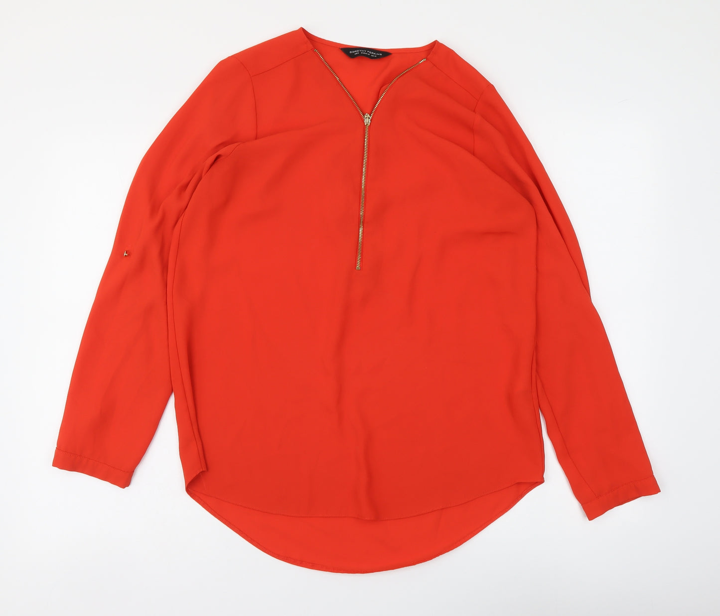 Dorothy Perkins Womens Red Polyester Basic Blouse Size 12 V-Neck