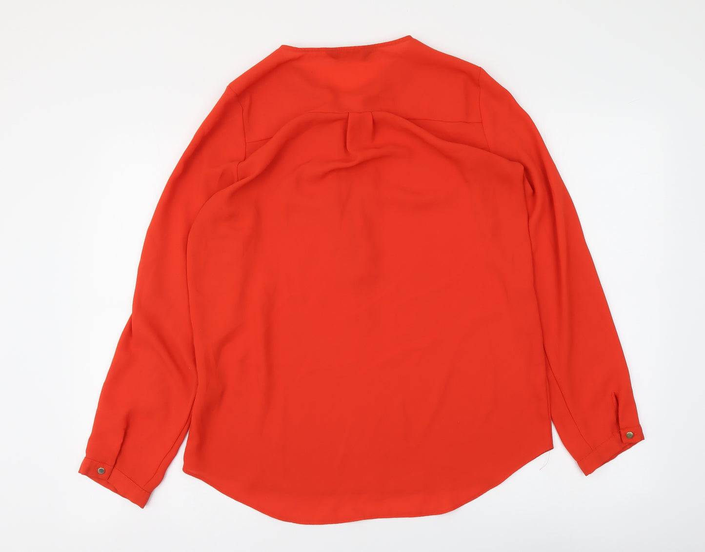 Dorothy Perkins Womens Red Polyester Basic Blouse Size 12 V-Neck