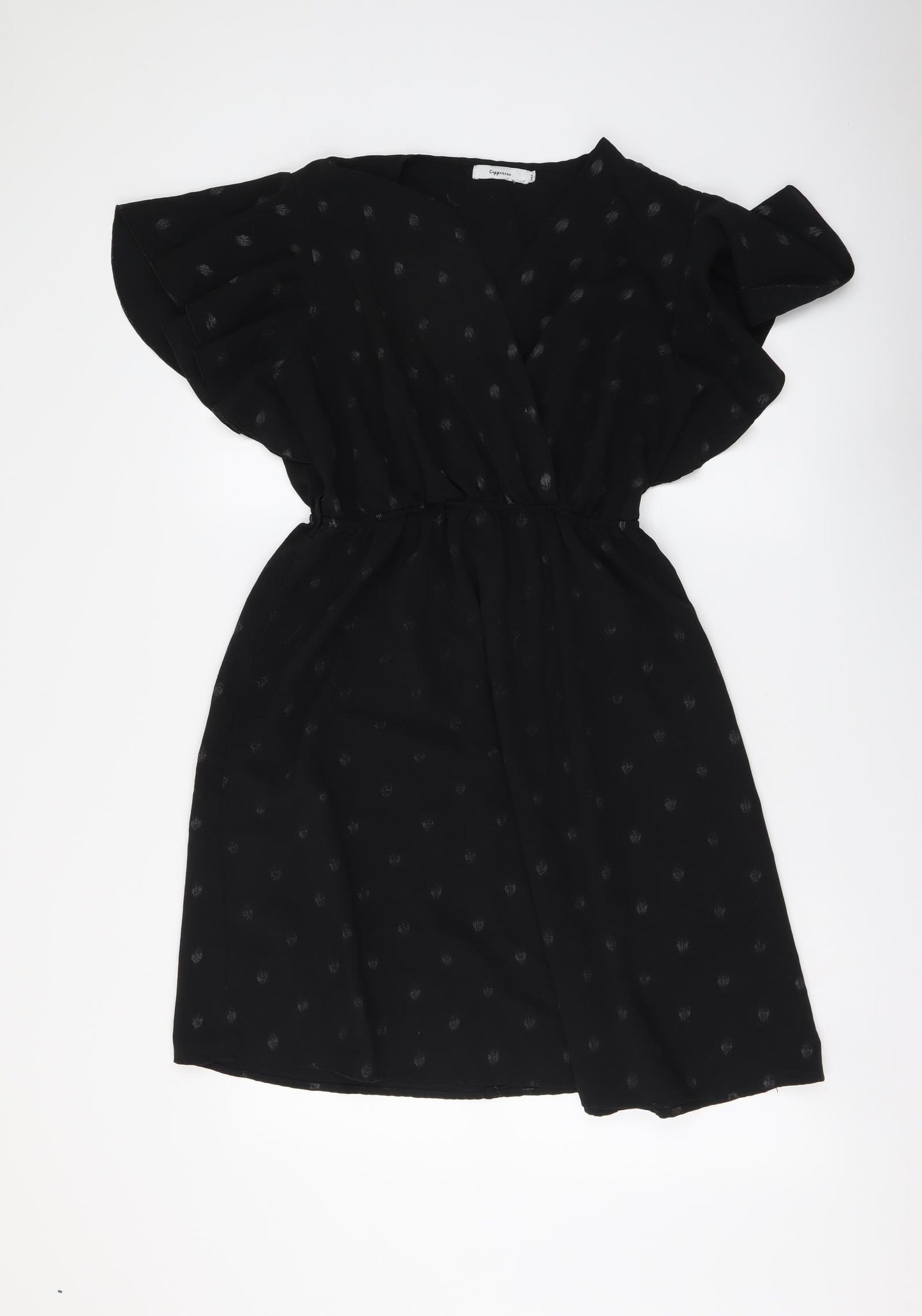 Copperose Womens Black Polyester A-Line Size M V-Neck Pullover