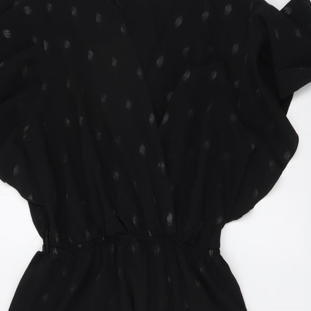 Copperose Womens Black Polyester A-Line Size M V-Neck Pullover