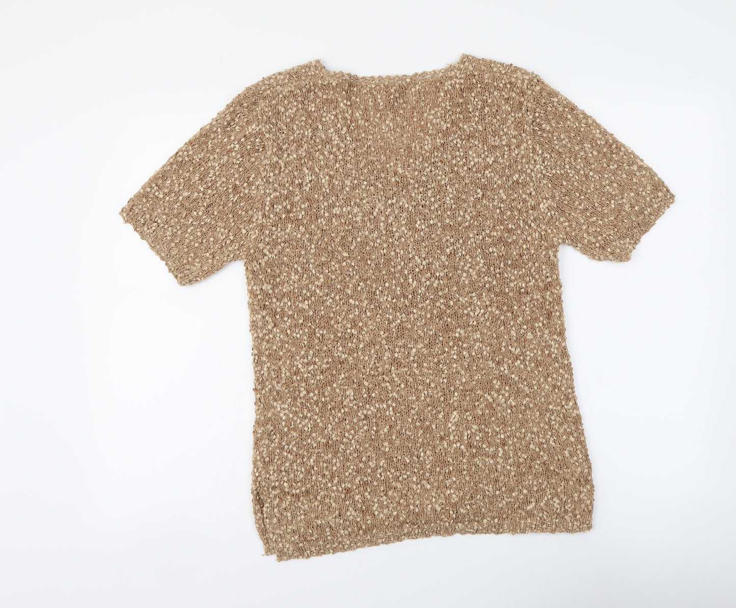 Roman Womens Beige Acrylic Basic Blouse Size 14 Round Neck - Lace Detail