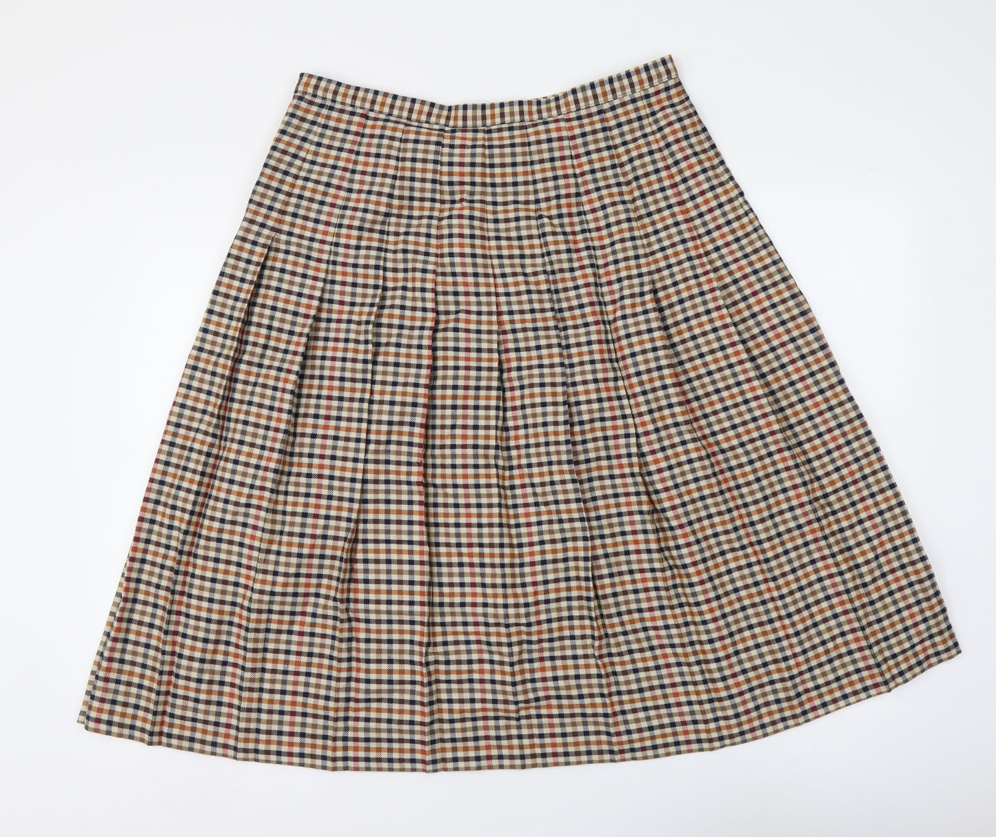 Eastex Womens Beige Check Polyester Pleated Skirt Size 18 Zip