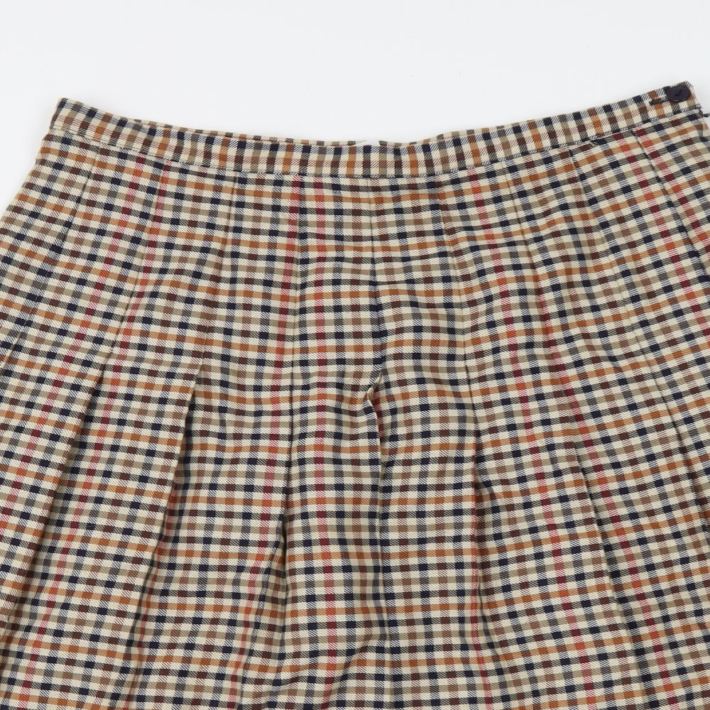 Eastex Womens Beige Check Polyester Pleated Skirt Size 18 Zip