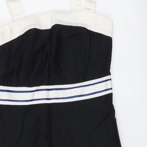 Principles Womens Black Geometric Cotton A-Line Size 12 Square Neck Zip