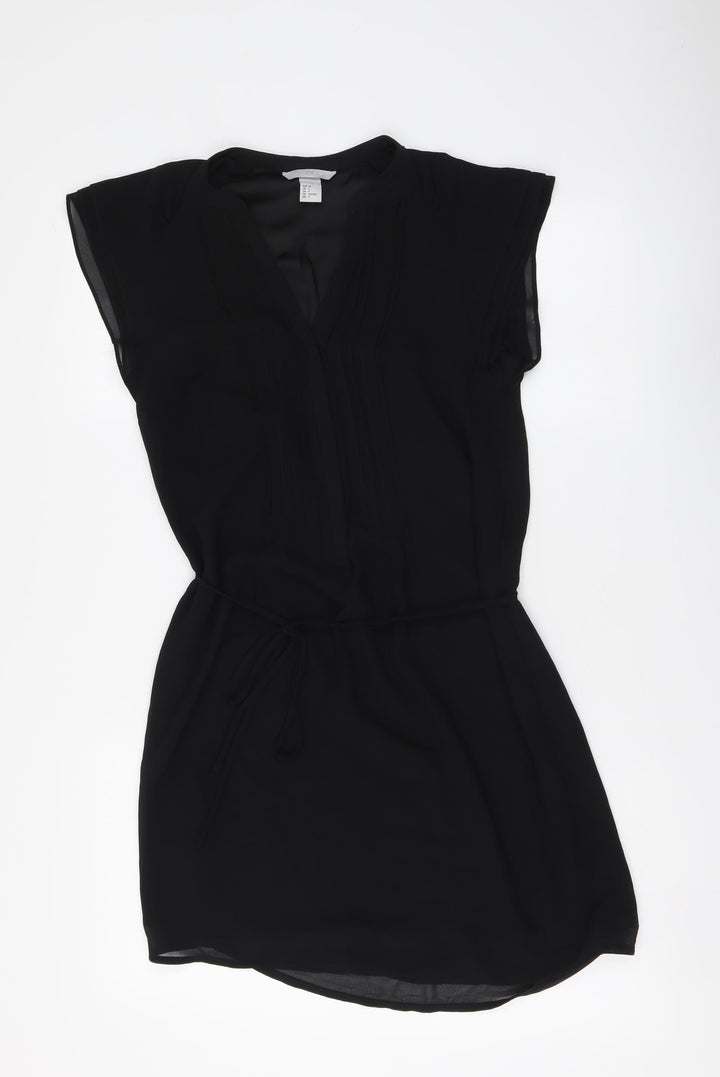 H&M Womens Black Polyester A-Line Size XS V-Neck Pullover