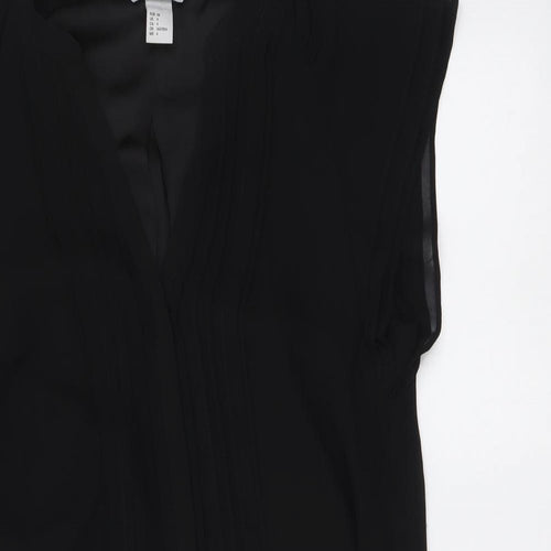 H&M Womens Black Polyester A-Line Size XS V-Neck Pullover