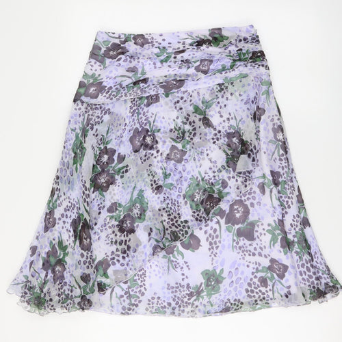 Nougat Womens Purple Floral Polyester A-Line Skirt Size 28 in Zip