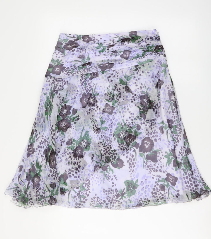 Nougat Womens Purple Floral Polyester A-Line Skirt Size 28 in Zip