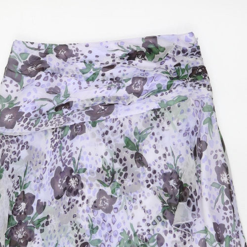 Nougat Womens Purple Floral Polyester A-Line Skirt Size 28 in Zip