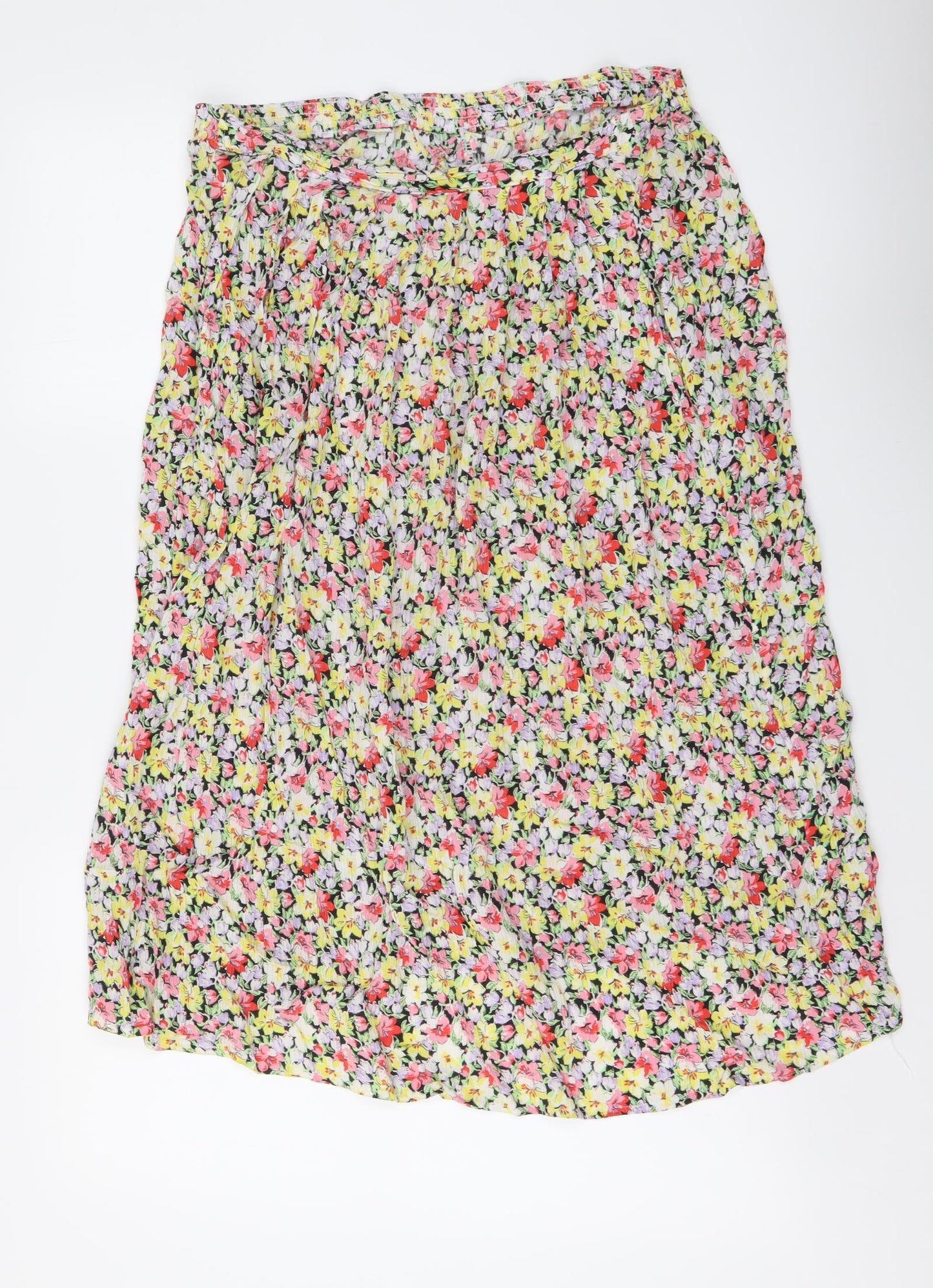 George Womens Multicoloured Floral Viscose Pleated Skirt Size 12 Drawstring