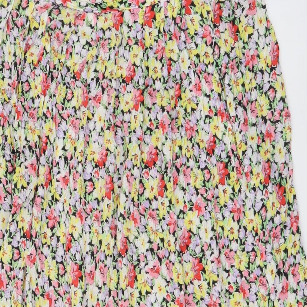 George Womens Multicoloured Floral Viscose Pleated Skirt Size 12 Drawstring
