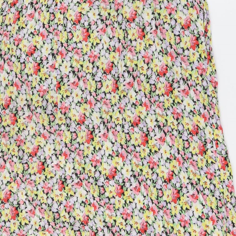 George Womens Multicoloured Floral Viscose Pleated Skirt Size 12 Drawstring