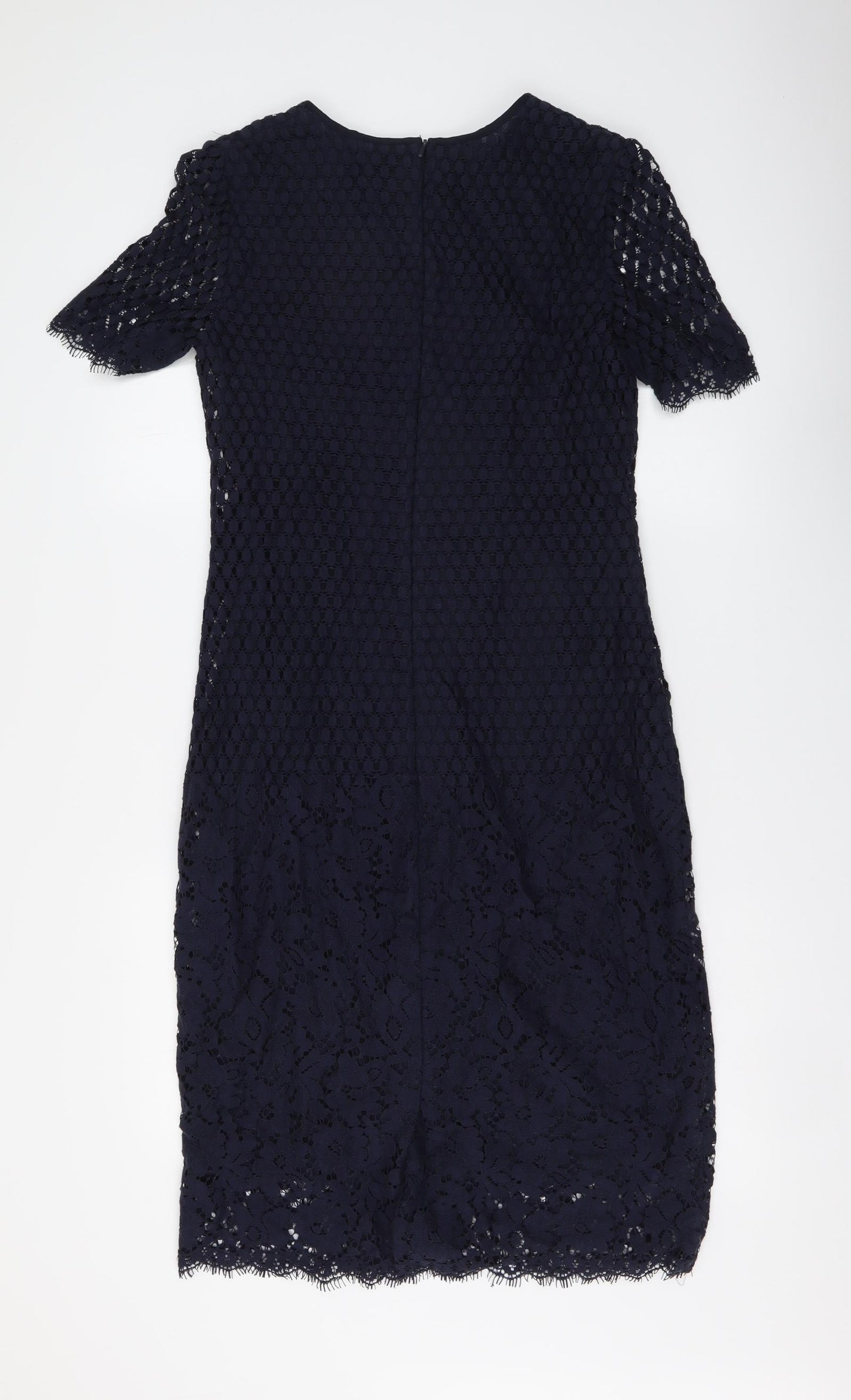 Jigsaw Womens Black Cotton A-Line Size 10 Round Neck Zip