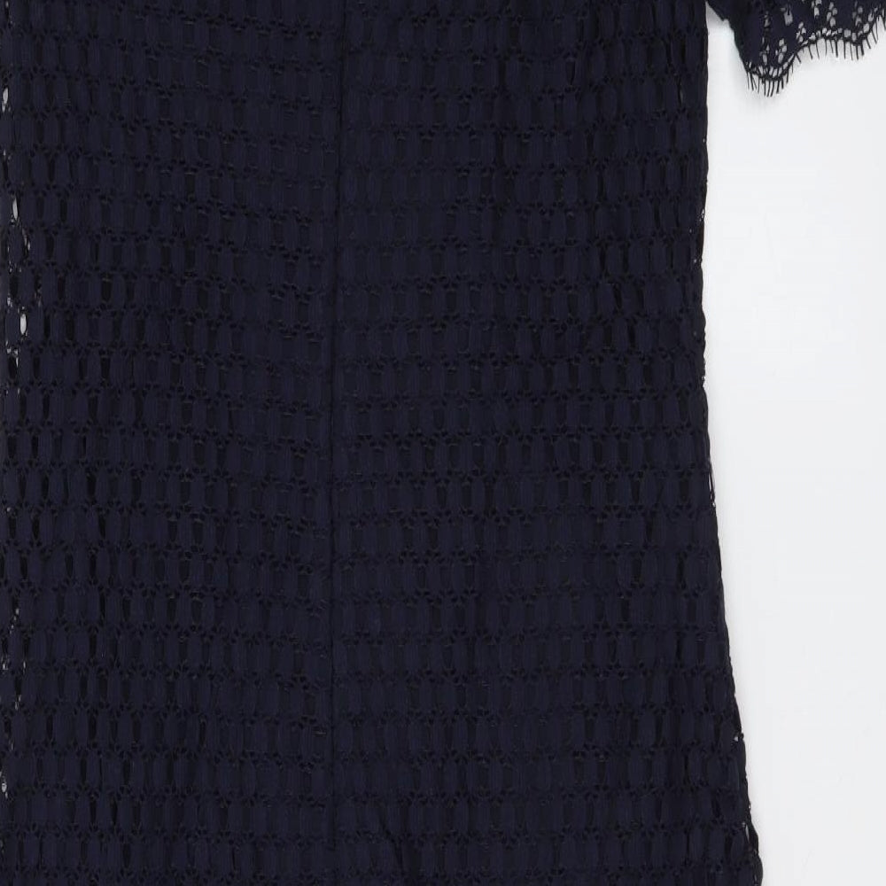 Jigsaw Womens Black Cotton A-Line Size 10 Round Neck Zip