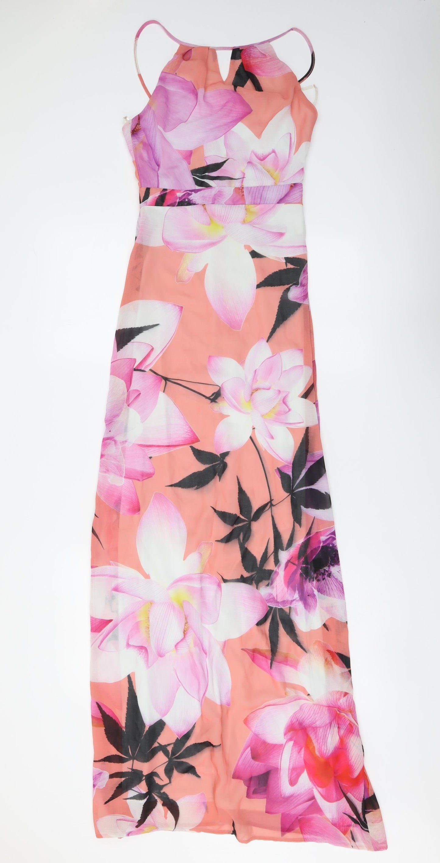 Lipsy Womens Multicoloured Floral Polyester Maxi Size 4 Halter Zip