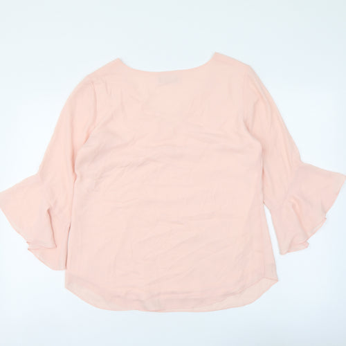 Wallis Womens Pink Polyester Basic Blouse Size 10 V-Neck