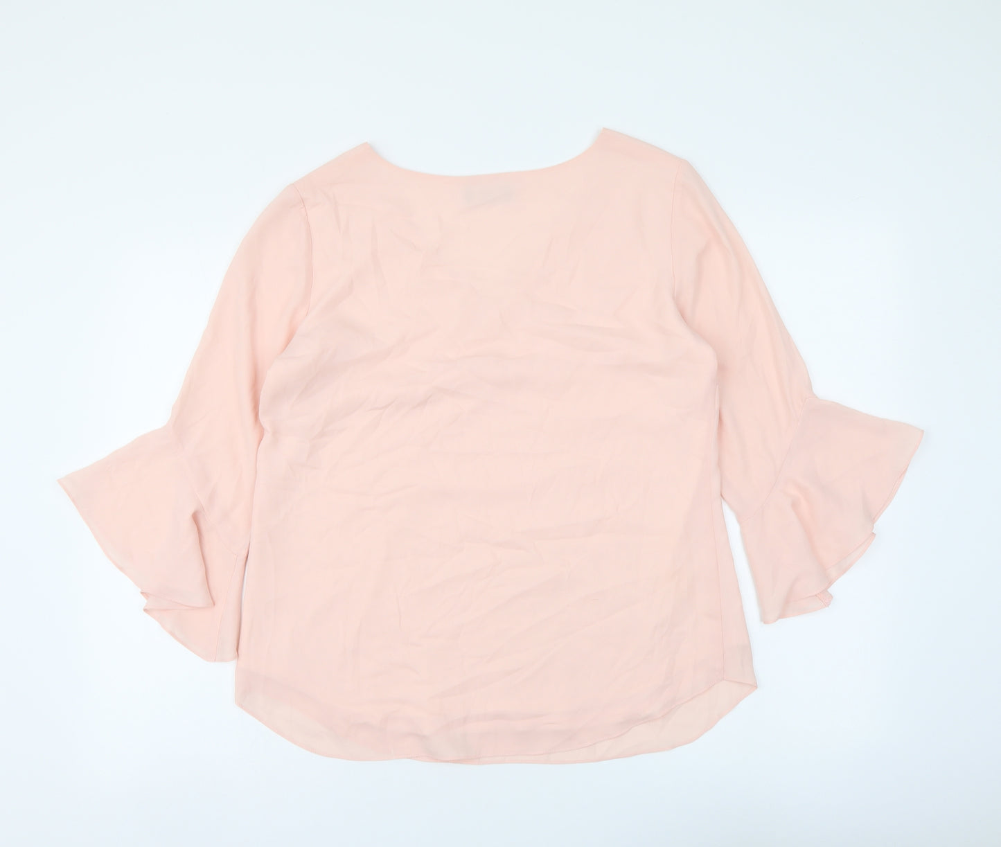 Wallis Womens Pink Polyester Basic Blouse Size 10 V-Neck