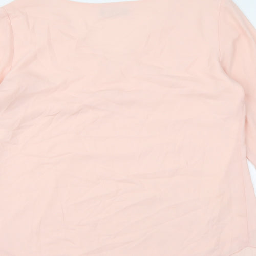 Wallis Womens Pink Polyester Basic Blouse Size 10 V-Neck