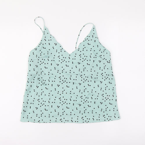 Topshop Womens Green Polka Dot Polyester Camisole Tank Size 8 V-Neck