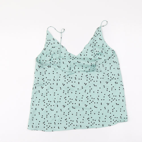 Topshop Womens Green Polka Dot Polyester Camisole Tank Size 8 V-Neck