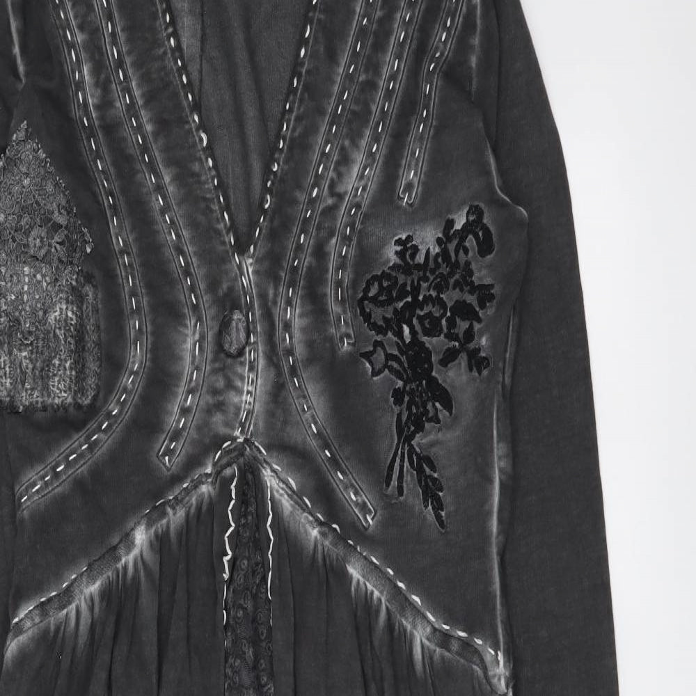 Joe Browns Womens Grey Cotton A-Line Size 8 V-Neck Pullover