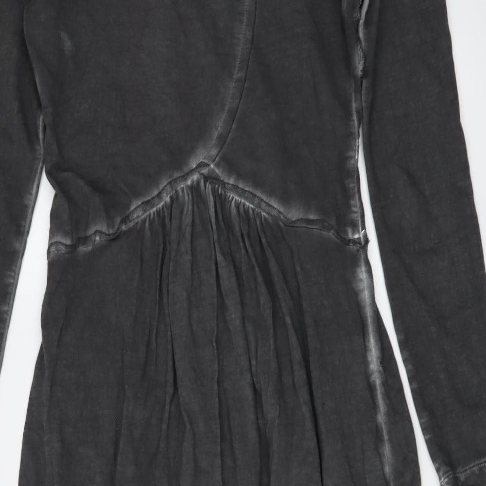 Joe Browns Womens Grey Cotton A-Line Size 8 V-Neck Pullover