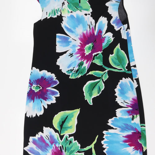 Studio By London Womens Black Floral Polyester A-Line Size 12 Round Neck Pullover