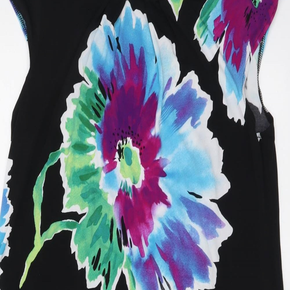 Studio By London Womens Black Floral Polyester A-Line Size 12 Round Neck Pullover