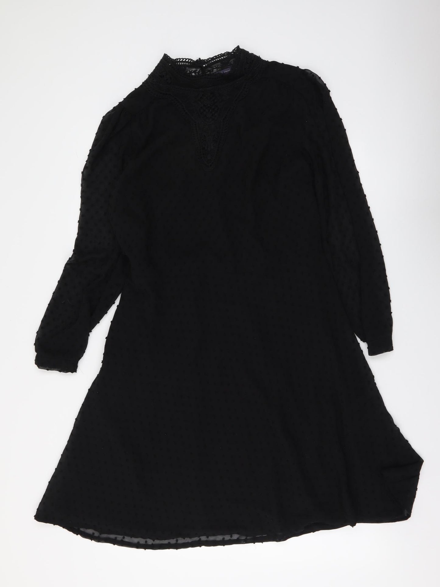 Marks and Spencer Womens Black Polyester A-Line Size 16 High Neck Pullover