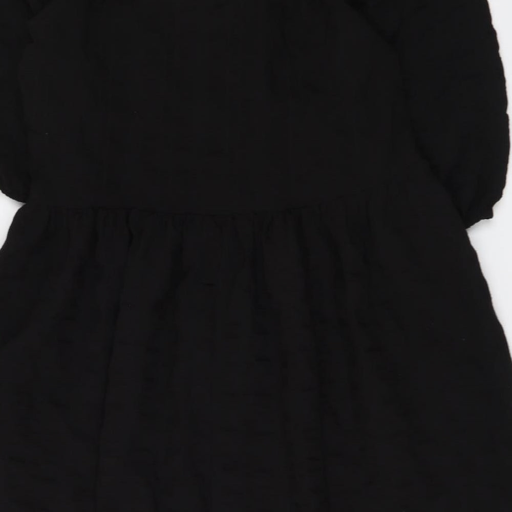 Matalan Womens Black Polyester A-Line Size 10 V-Neck Button