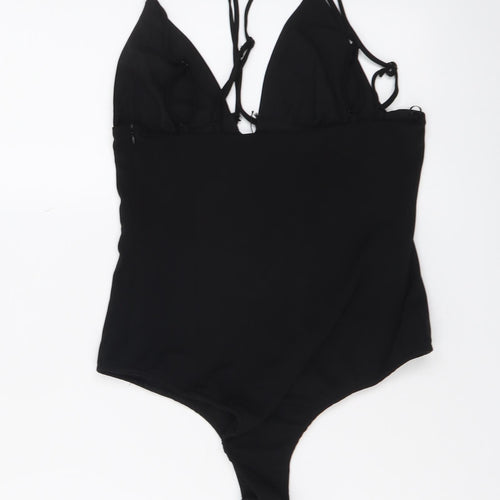 Zara Womens Black Polyester Bodysuit One-Piece Size S Snap
