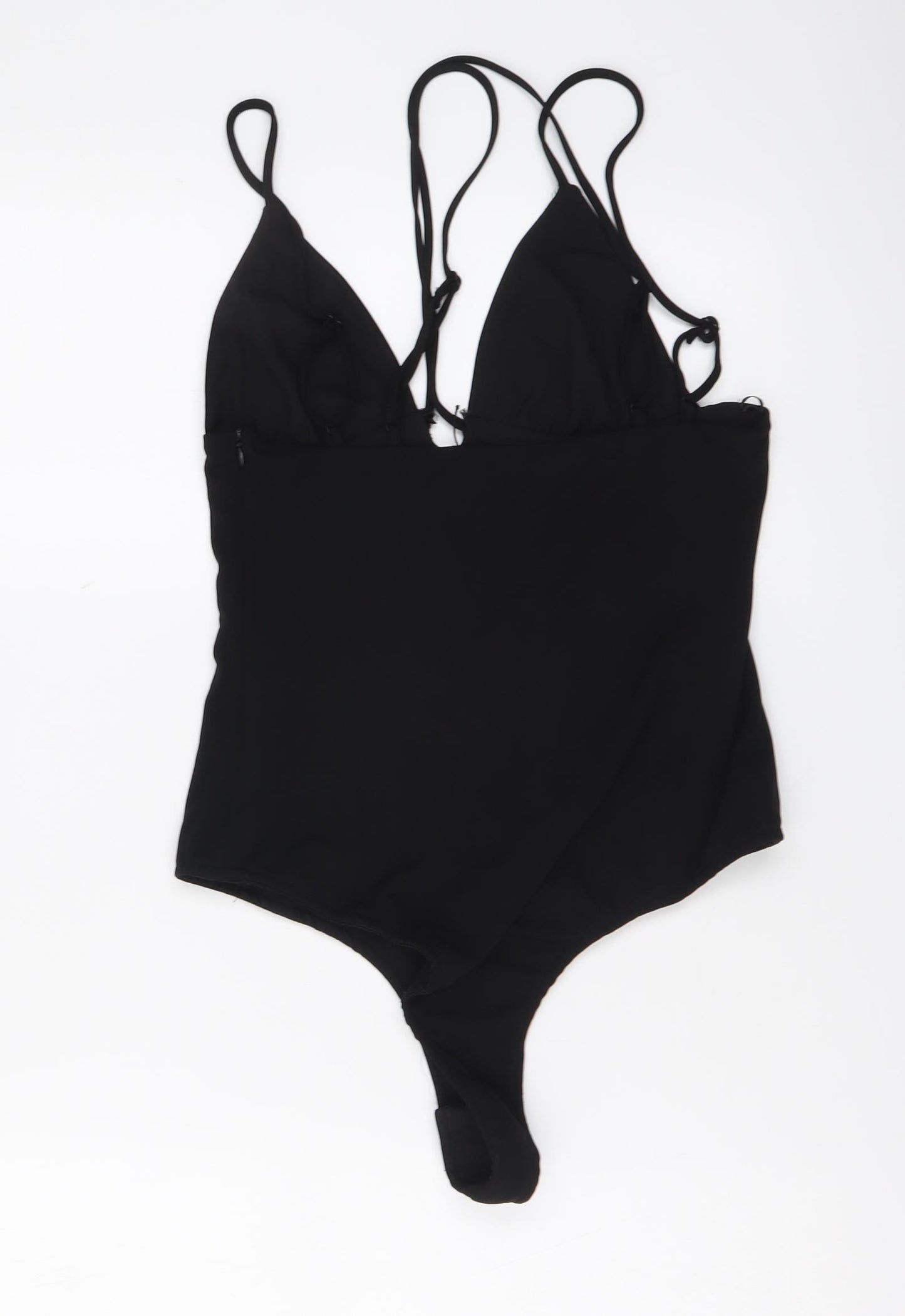 Zara Womens Black Polyester Bodysuit One-Piece Size S Snap
