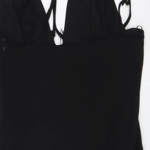 Zara Womens Black Polyester Bodysuit One-Piece Size S Snap