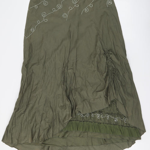 Per Una Womens Green Cotton A-Line Skirt Size 14 Zip