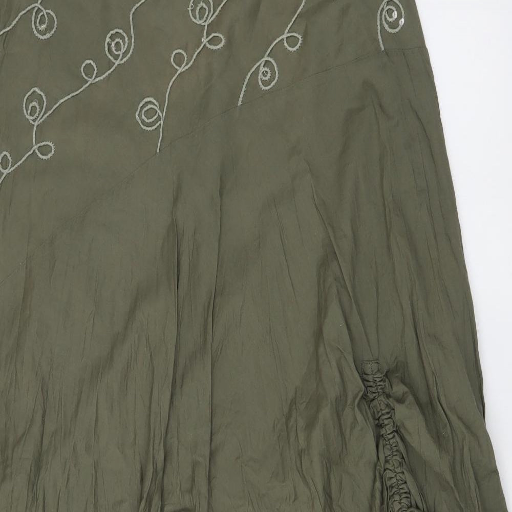 Per Una Womens Green Cotton A-Line Skirt Size 14 Zip