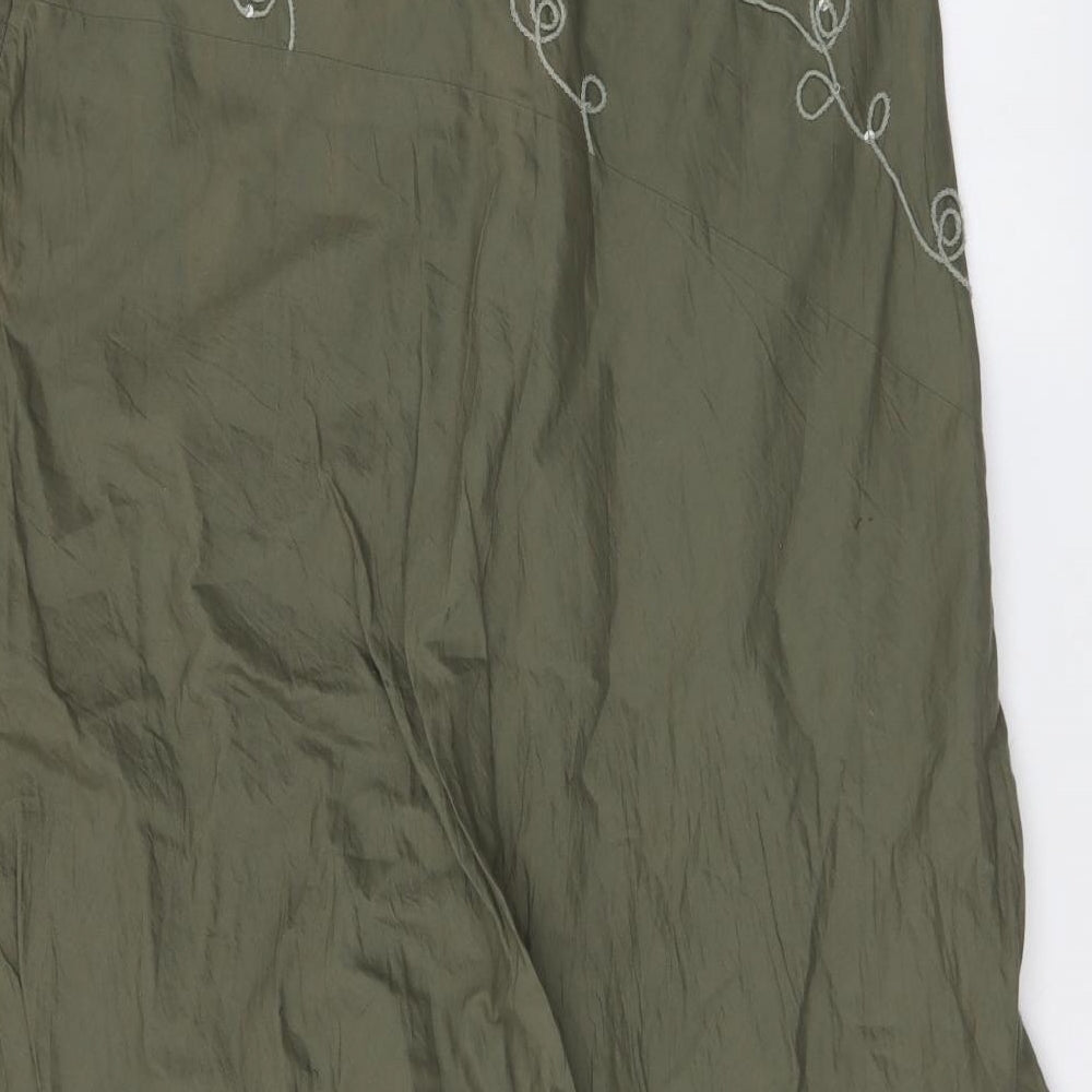 Per Una Womens Green Cotton A-Line Skirt Size 14 Zip