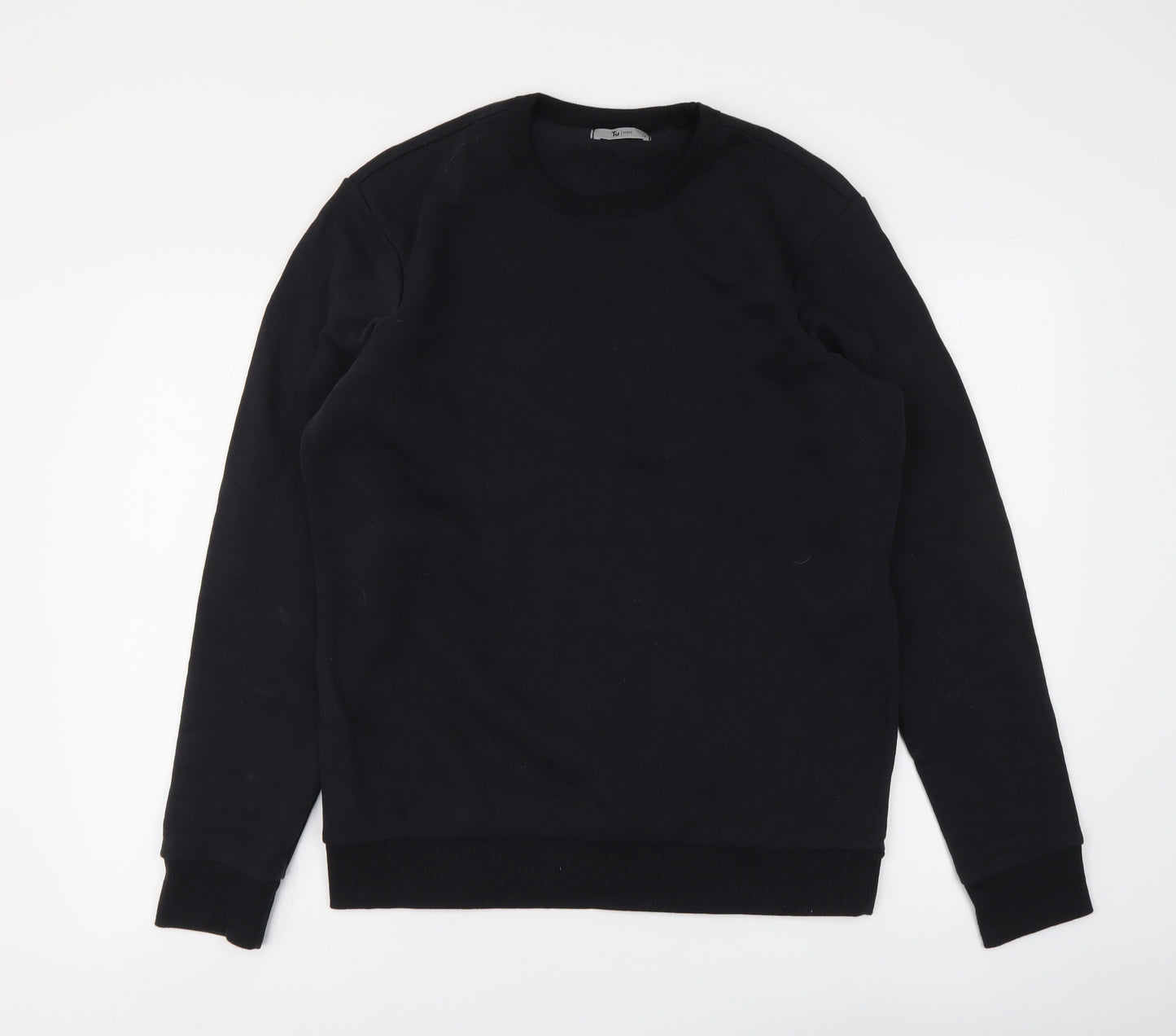 TU Mens Black Cotton Pullover Sweatshirt Size M