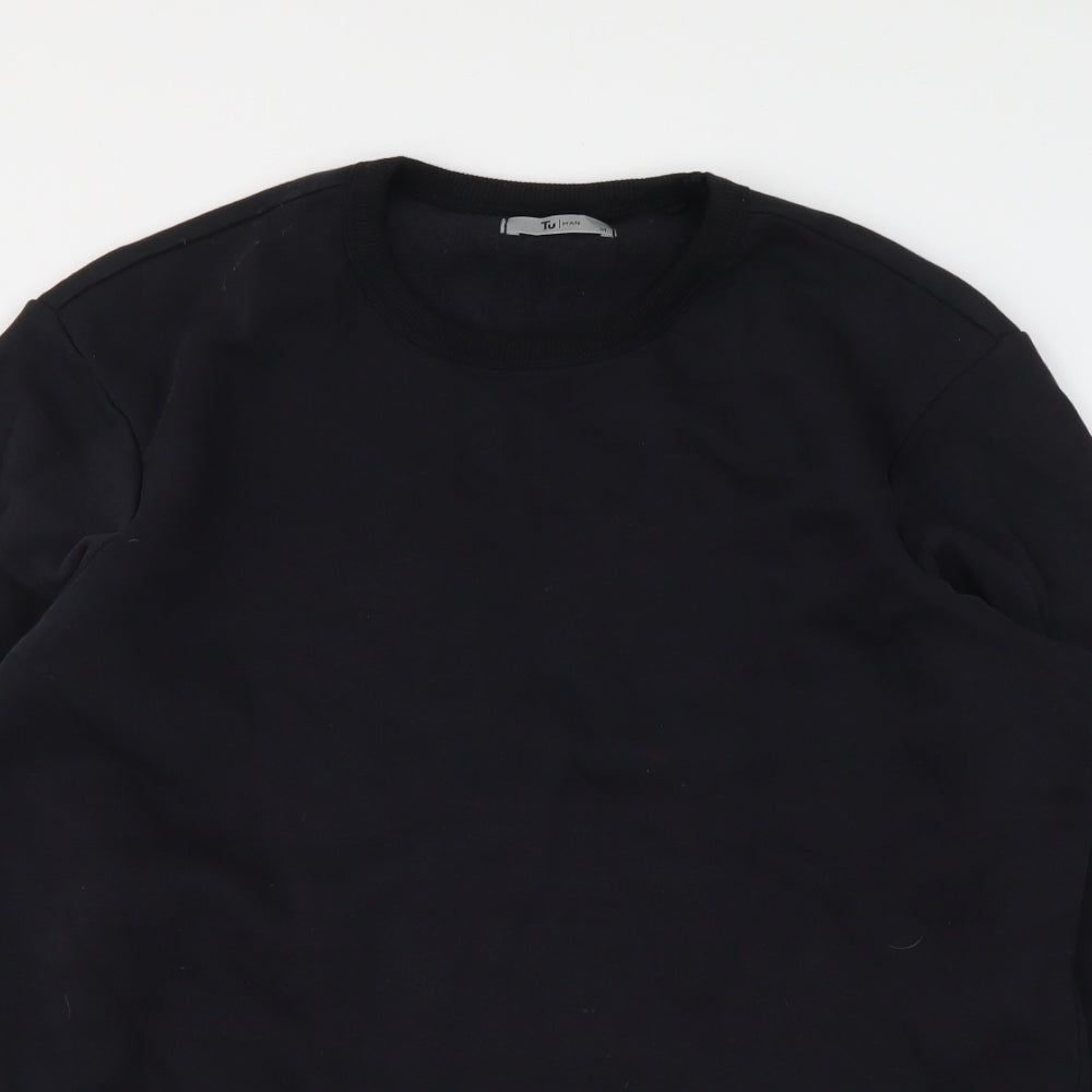 TU Mens Black Cotton Pullover Sweatshirt Size M