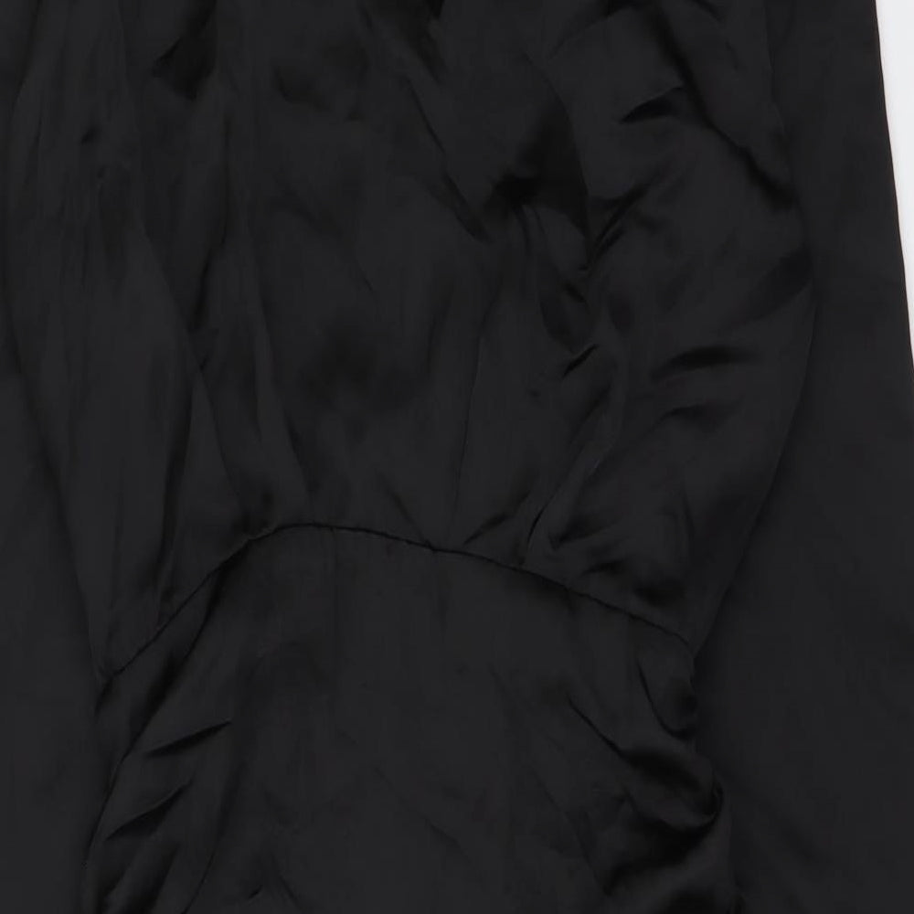 Zara Womens Black Polyester Shirt Dress Size M Collared Pullover