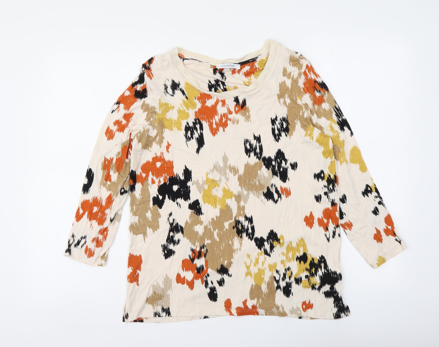 Marks and Spencer Womens Multicoloured Animal Print Viscose Basic Blouse Size 14 Round Neck - Leopard skin pattern